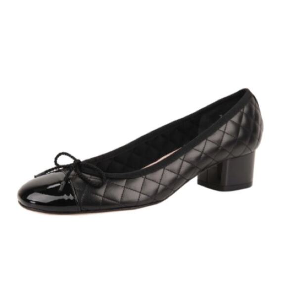 Paul Mayer $235 TITOU Cap Toe Block Heel Quilted Black Comfort Spectator 8.5 - Picture 13 of 13